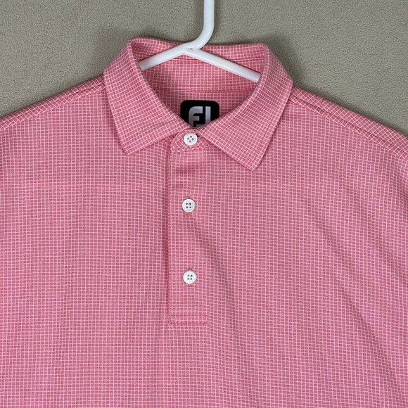 Footjoy Polo Shirt Mens Medium Pink Golfing Rugby Performance Logo Preppy Adult‎ - Picture 2 of 10